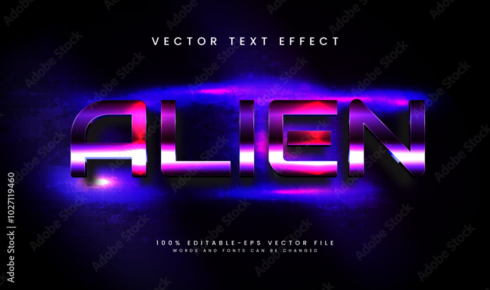 Purple aliens editable vector text effect, suitable for space theme Purple aliens editable vector text effect, suitable for space theme