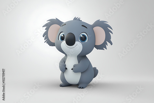 A cute, cartoon-style koala character with big eyes and a friendly expression. photo