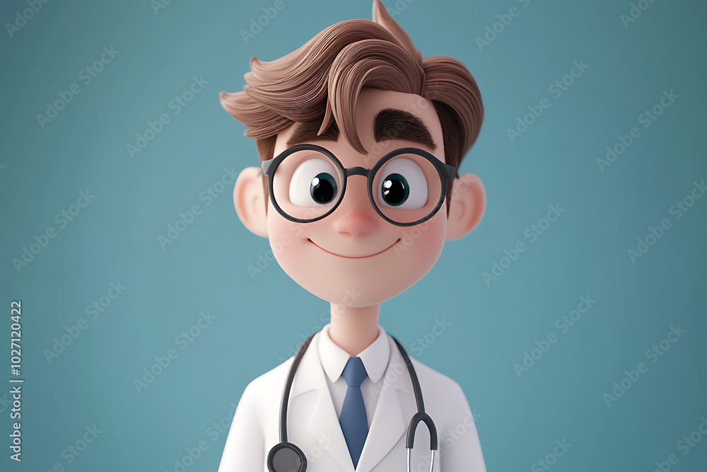 A cheerful animated doctor character wearing a lab coat and stethoscope. A cheerful animated doctor character wearing a lab coat and stethoscope.