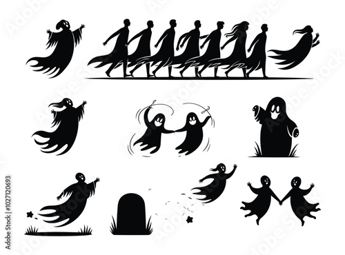 Ghost Friends Vector EPS Template Illustration