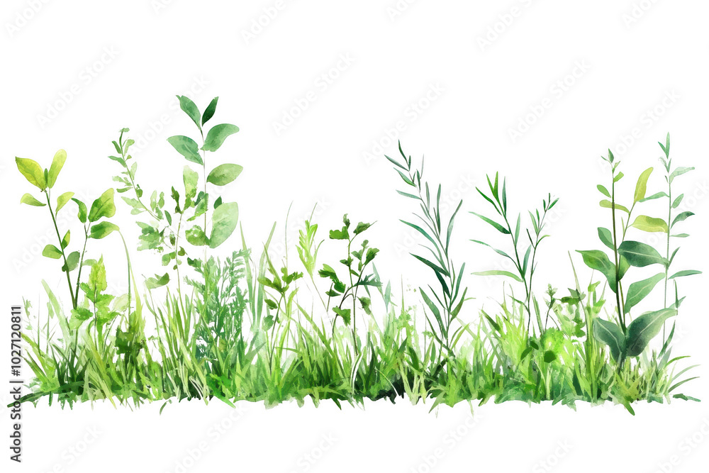 Watercolor Illustration of Lush Green Foliage Watercolor Illustration of Lush Green Foliage