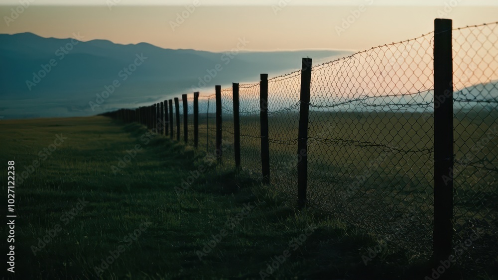 Fototapeta premium Classic fence design, perfect for architectural visualizations, landscaping projects, or outdoor advertising mockups