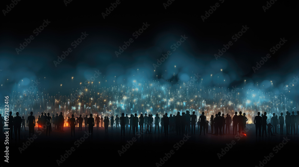 Mysterious Night Gathering with Ethereal Lights Mysterious Night Gathering with Ethereal Lights