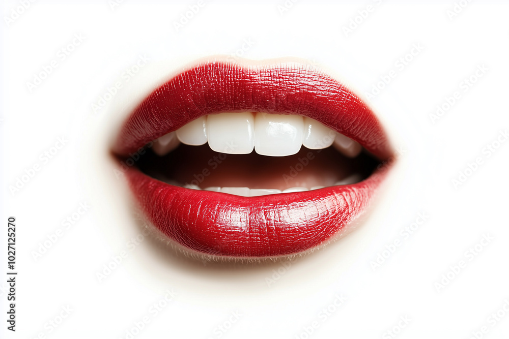 Obraz premium human mouth isolated on white background. perfect teeth. white wheels and paddles. ideal for dental clinic. dentist