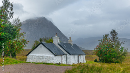 Blackrock Cottage, Glencoe with Buachaille Etive Mor behind photo