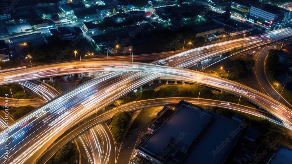 Bustling City Life Captured in Aerial Nighttime Traffic Bustling City Life Captured in Aerial Nighttime Traffic