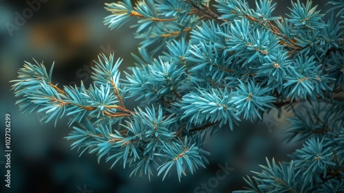 The Vibrant Blue Pine Branch