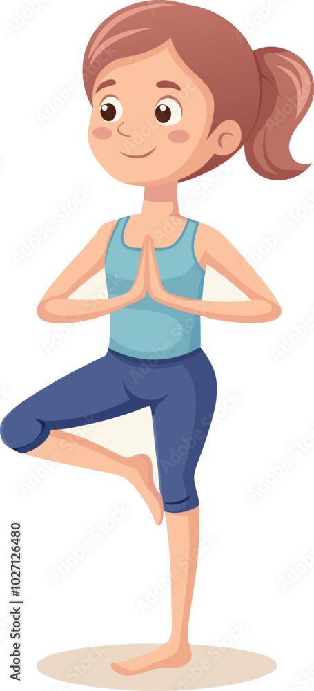 Young woman practicing yoga tree pose on white background Young woman practicing yoga tree pose on white background