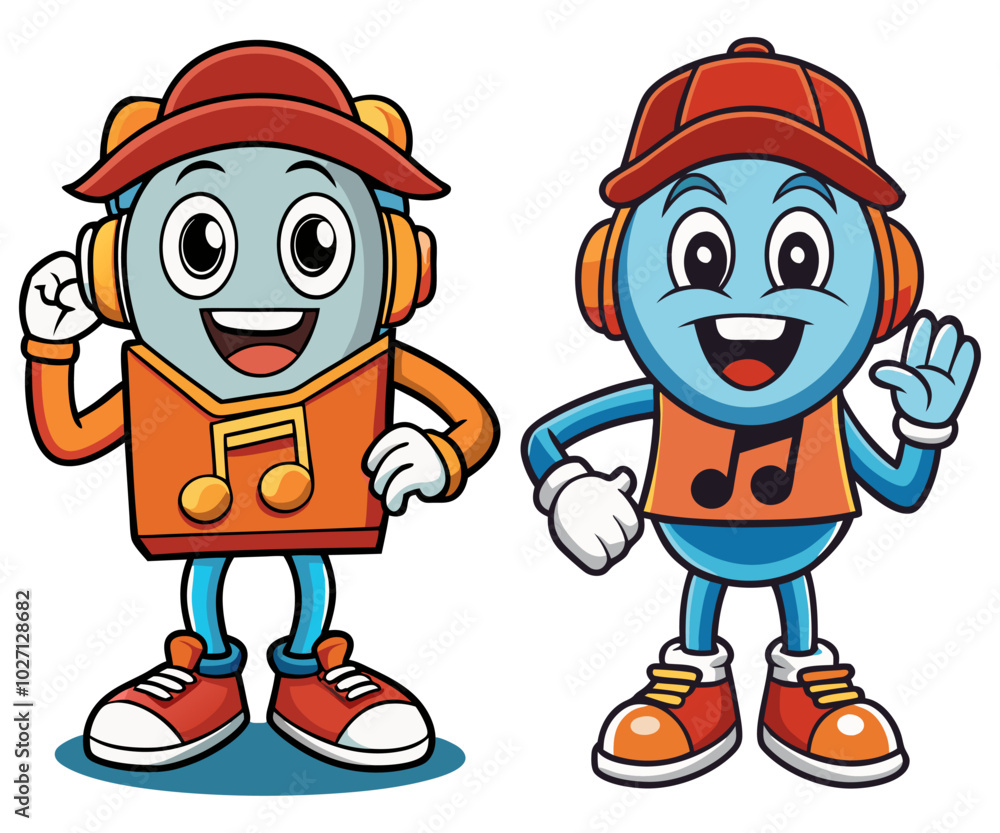 Naklejka premium cartoon character mascot music for vector illustration