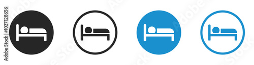 Person in bed. Hotel vector icon design collection. Sleeping person icon. Hotel sign