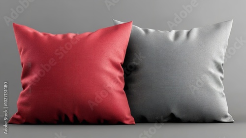 Red Maroon Grey Gray Pillow Cover Mockups