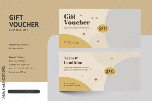 Clean Minimalist Food Gift Voucher Coupon Template photo