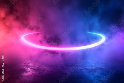 a light strip with a mix of purple, pink, blue and red mists on an abstract technology dark background