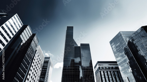 Dynamic Modern Skyscrapers Towering Over Urban Skyline