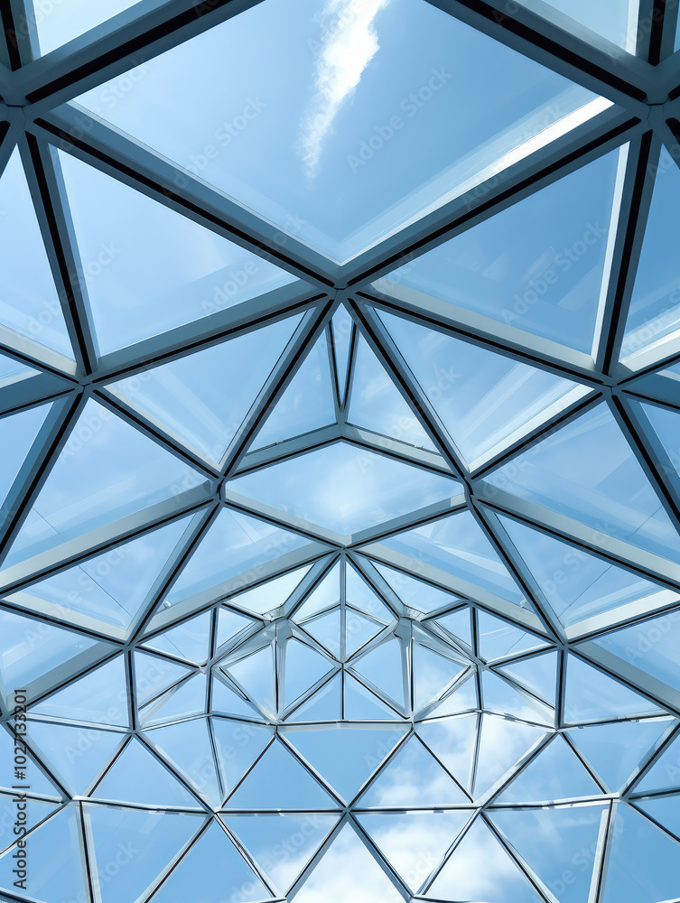 Geometric Glass Ceiling Design with Sky View Geometric Glass Ceiling Design with Sky View