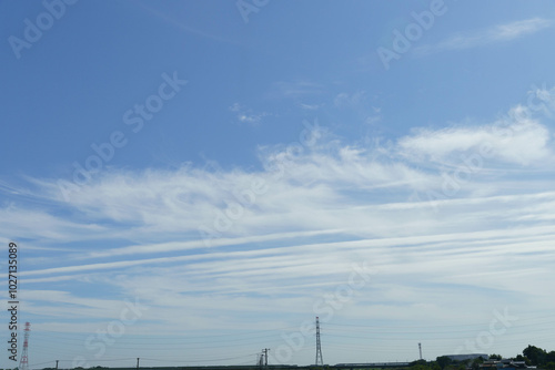 秋の空に爽やかに広がる薄雲