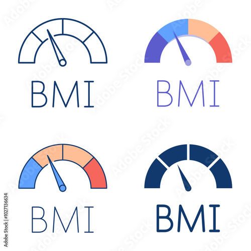 Body mass index icon set