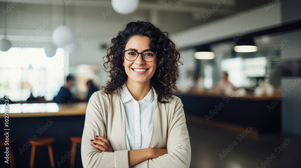 Confident Female Entrepreneur at Modern Cafe Confident Female Entrepreneur at Modern Cafe
