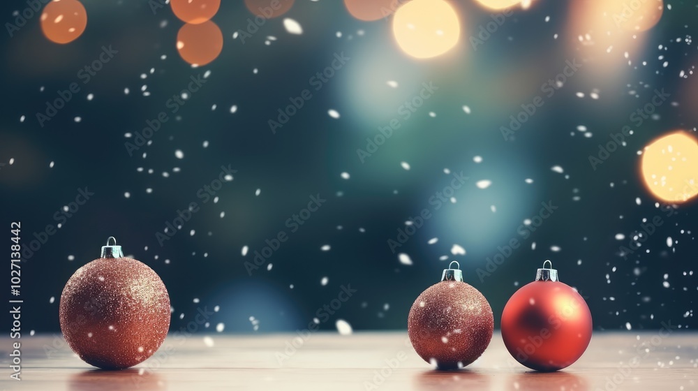 Fototapeta premium Festive Christmas Ornaments in Snowy Ambience