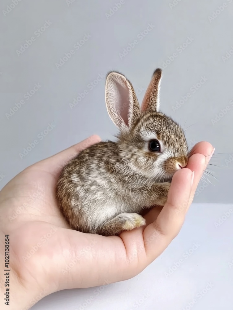 Obraz premium Person Holding Small Rabbit