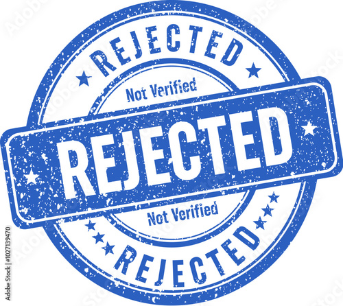 Blue grunge rejected stamp template
