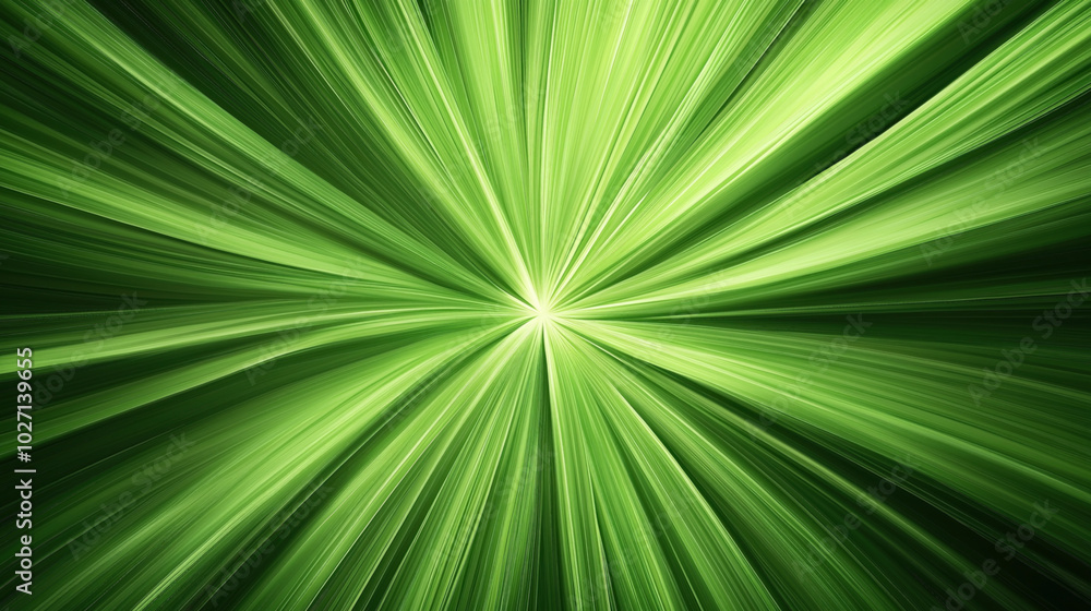 Abstract green radial light burst with dynamic lines converging towards the center, creating a starburst effect. Suitable for technology, energy, or nature themes. Abstract green radial light burst with dynamic lines converging towards the center, creating a starburst effect. Suitable for technology, energy, or nature themes.