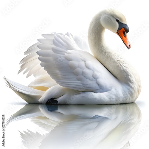 Fototapeta Naklejka Na Ścianę i Meble -  swan on white background