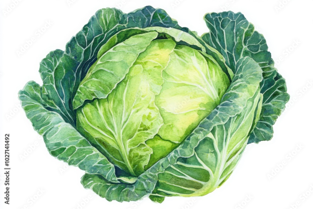 Fototapeta premium Fresh Green Cabbage in Vibrant Detail