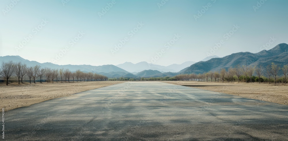 Obraz premium Serene Desert Road Leading to Mountains
