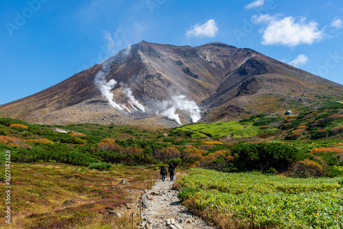 On a clear day, Mount Asahi in Hokkaido, Japan