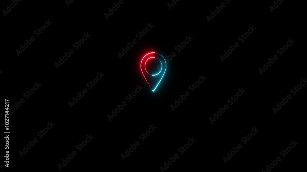 Neon Location Icon Animation. Neon Location Icon Animation.