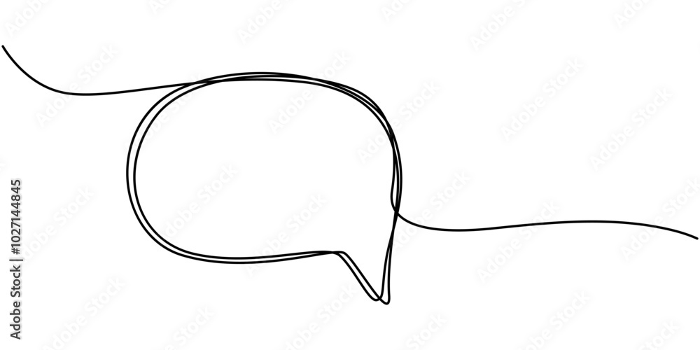 Speech Bubble Single Line Icon, Speech bubble shape continuous one line drawing of isolated outline vector icon, Speech Bubble Continuous Line Icon, Continuous one line drawing of rectangular speech Speech Bubble Single Line Icon, Speech bubble shape continuous one line drawing of isolated outline vector icon, Speech Bubble Continuous Line Icon, Continuous one line drawing of rectangular speech