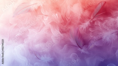 White Feathers on a Pink and Purple Gradient Background