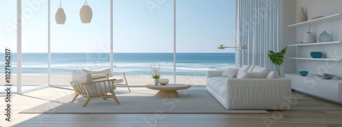 Modern Beachfront Living Room with Ocean View