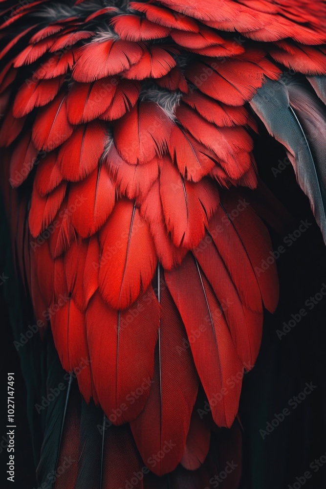 Obraz premium Close-up of red bird's feathers,