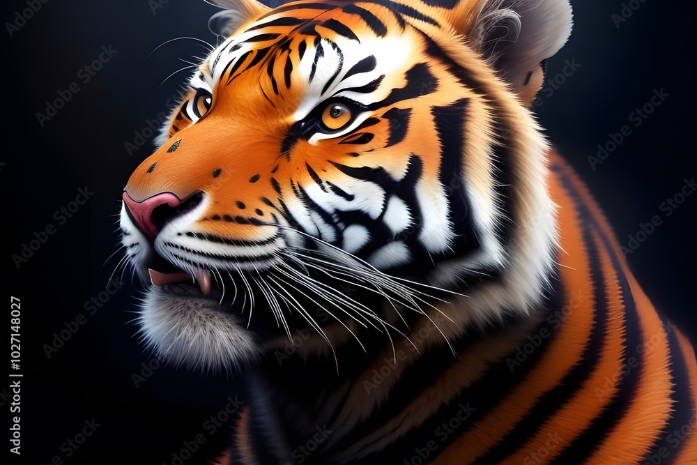 Obraz premium ia generated. tiger on a black background