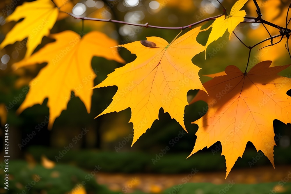 Fototapeta premium ia generated. autumn leaves on the tree