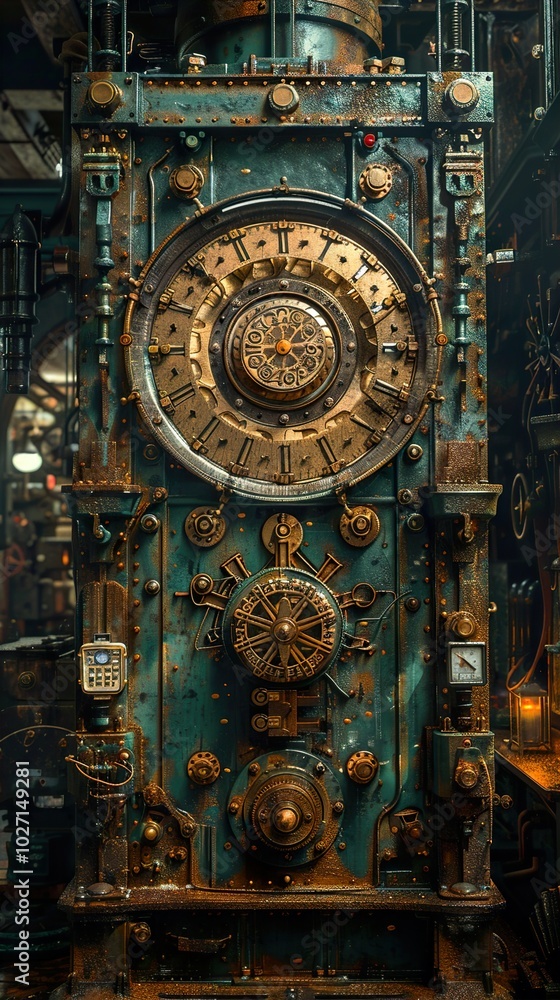 Steampunk Machine with Intricate Clockwork Design Steampunk Machine with Intricate Clockwork Design