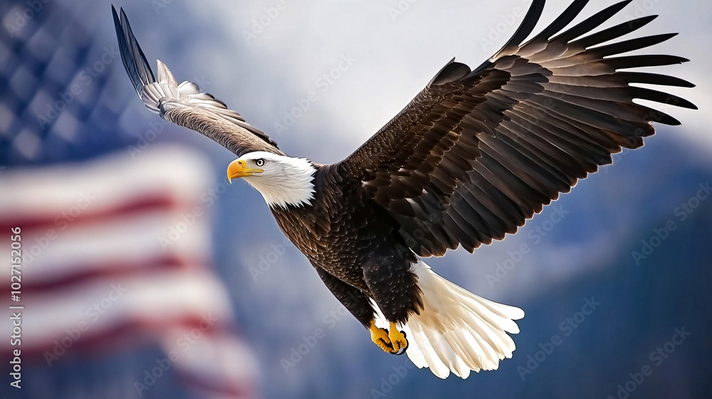 Naklejka premium American Flag Wave Close Up for Memorial Day or 4th of July, USA VOTE 