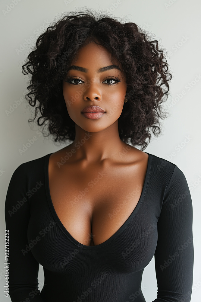 close-up portrait of a young African American woman exuding calm and confidence. close-up portrait of a young African American woman exuding calm and confidence.