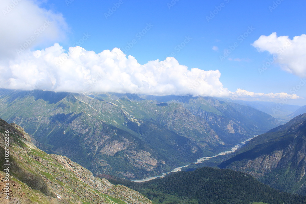 Thick Clouds in the Mountains of the North Caucasus in Dombai Thick Clouds in the Mountains of the North Caucasus in Dombai