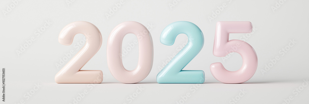 Happy New Year 2025: Minimalist 3D number Happy New Year 2025: Minimalist 3D number
