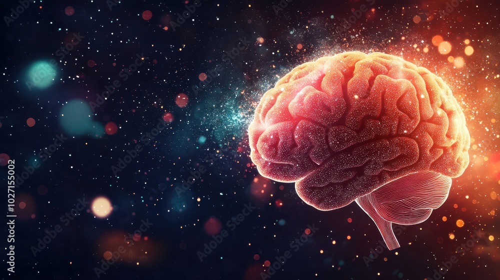Illuminated Human Brain with Abstract Patterns - Power of Imagination and Problem-Solving Concept with Copy Space Illuminated Human Brain with Abstract Patterns - Power of Imagination and Problem-Solving Concept with Copy Space