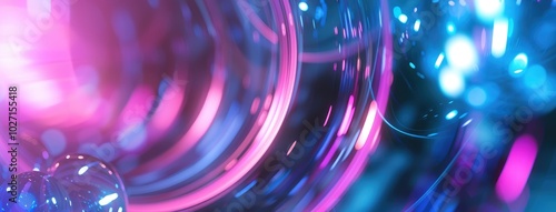 Vibrant Neon Lights With Futuristic Motion Blur