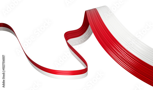 3d Flag Of Poland Country, 3d Wavy Shiny Poland Ribbon Isolated On White Background, 3d illustration
