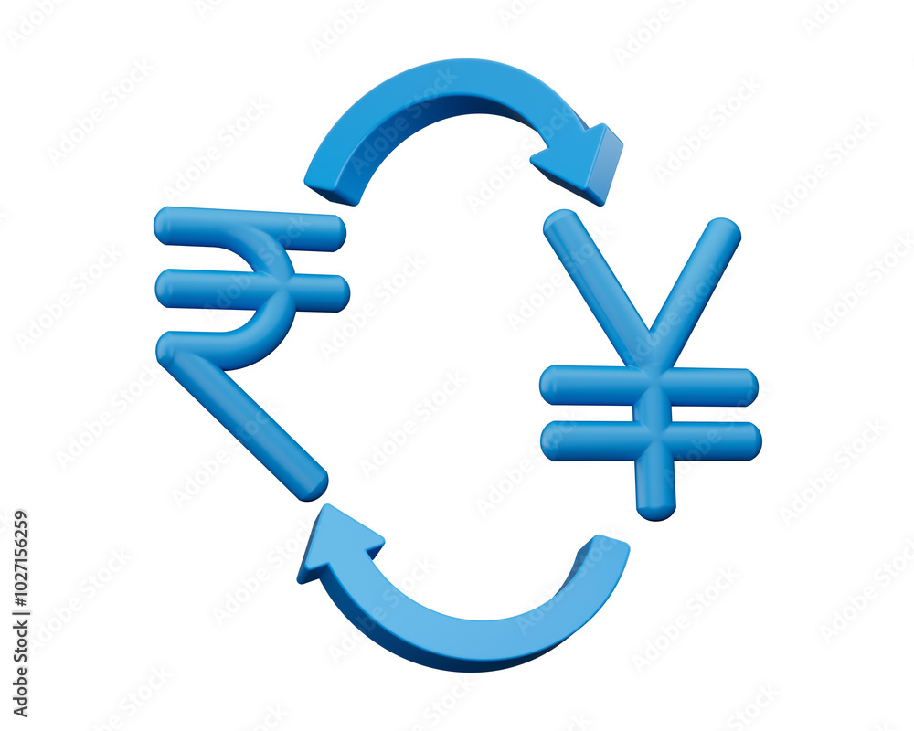 3d Blue Rupee And Yen Symbol Icons With Money Exchange Arrows On White Background, 3d illustration
3d Blue Rupee And Yen Symbol Icons With Money Exchange Arrows On White Background, 3d illustration