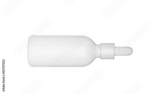 3d White Blank Cosmetic Oil Dropper Bottle With Cap, Serum Dropper Packaging Mockup, 3d Illustration 