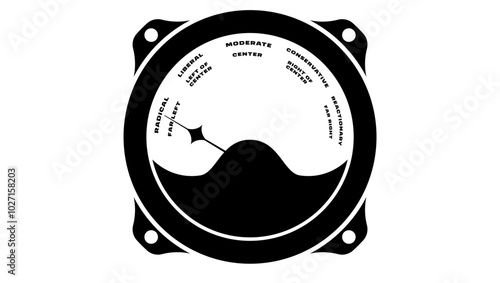 political spectrum, radical far left, black isolated silhouette
