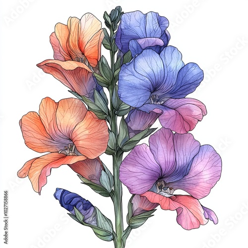 Wallpaper Mural Vibrant Snapdragon Flower Illustration in CGI Style Torontodigital.ca