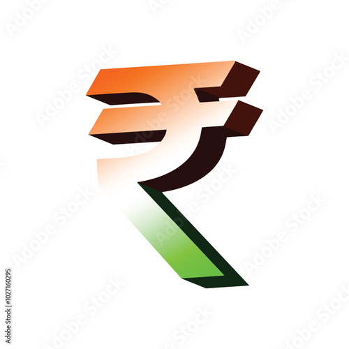 3d rupee symbol, Indian currency symbol with Tiranga colors tricolors  photo